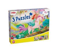 Haba Puzzle de sueños mágicos - Juego de 3 Puzzles Infantiles con Efecto de Purpurina Real, diseños: Unicornio, Hada y Princesa - a Partir de 4 años - 24, 35 y 48 Piezas 2013401001
