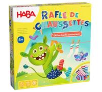 HABA - Rafle de Calcetines, edición de cumpleaños, Juego Familiar a Partir de 4 años, Incluye Calcetines Reales y Figuras de Madera, edición Especial de 20 años, 201172002