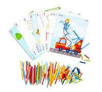 HABA Stabix 1307163001 - Juego de mapeo para niños a Partir de 3 años, diseño Creativo con Palos de Madera de Colores, Incluye Tarjetas de Plantilla versátiles, Juego Educativo para niños a Partir de