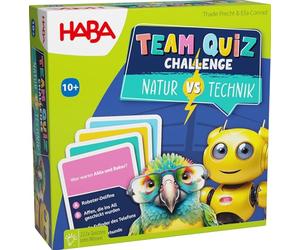 HABA Team Quiz Challenge Natur vs. Technik 2010897001 - Juego de Regalo para Jugadores a Partir de 10 años, con 222 Tarjetas de Preguntas y Muchas Preguntas