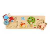 HABA- Tractor, Manzano, Perro, Pollo y pájaro Rompecabezas de Agarre de Granja, Multicolor (2012172001)