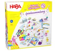HABA Unicornio Glitzerglück Colección de Juegos - 9 Juegos en una Sola casilla - Juego de Dados, Mesa y Cartas para niños a Partir de 3 años - explicación Sencilla e ilustrada con cariño - 2010879001