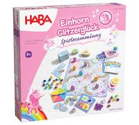 Haba Unicornio Glitzerglück - Colección de Juegos a Partir de 3 años con 9 Juegos Variados de Dados, Cartas y Mesa para 2 - 4 niños - explicación Sencilla - 2012231001