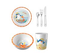 HABA Vajilla unisex de 4 unidades, cuenco, plato, taza y cubiertos, diseño de pingüino, tamaño único
