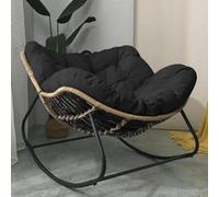 Habamapafa Silla Papasan para exteriores, color negro, de gran tamaño, mimbre de ratán, mecedora de huevo, moderna, cómoda, relajante, para adultos, interior/exterior, 122cm x 97cm, 9.1kg