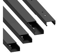 Habengut | Canal para Cables (con Orificios de Montaje en el Suelo) 15x30 mm, de PVC, Longitud 4 m (4 x 1 m), Negro