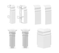 Habengut Juego de Accesorios (2 x IE, 1 x Ae, 1 x ES Izquierda, 1 x ES a la Derecha, 2 x Conectores) para el Montaje del rodapié 4D Berliner, Color Blanco