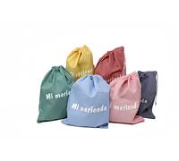 Haberdashery Online - Bolsa de Merienda Reutilizable, Estampado Vichy, Ideal Almuerzo Colegio, Cierre con Cuerda, Compacta, 24x29 cm, Verde, Medium, Algodón