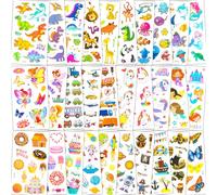 Habett Juego de 300 tatuajes infantiles para niñas, niños, espaciales, dinosaurios, animales, unicornio, mariposa, pez, tatuajes adhesivos perfectos para cumpleaños infantiles, fiestas, obsequios,