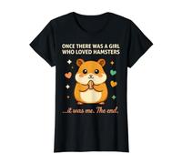 Había una Vez una Chica a la Que le encantaba la Linda Mascota Kawaii de los hámsters Camiseta gráfica económica, Mujer, Negro, L