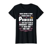 Había una Vez una Princesa. Agosto 1997 Cumpleaños Camiseta gráfica económica, Mujer, Negro, L