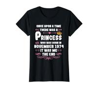Había una Vez una Princesa. Noviembre de 1974 Cumpleaños Camiseta gráfica económica, Mujer, Negro, S