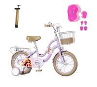 Habib Gruppe Bicicleta clásica para niña, 14 pulgadas, diseño elegante en color lila, incluye bomba de aire y juego de protección de 6 piezas, marco de acero al carbono y sistema de frenado dual