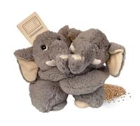 Habibi 2041 Hugys - Juego de 2 cojines térmicos para niños y adultos, relleno de mijo extraíble, para calentar microondas y horno (gris/blanco)