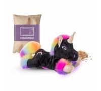 Habibi Cojín térmico prémium para niños y adultos - 1848 Unicornio Black Rainbow - relleno de mijo extraíble - peluche térmico para calentar en el microondas / horno, ideal también para bebés