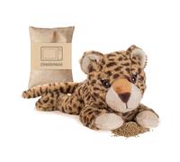 Habibi Plush Premium - 1850 Baby Leopard con cojín de grano extraíble - Termostato térmico para calentar en microondas / horno