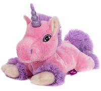 Habibi Plush Premium - 1920 unicornio rosa con cuerno de purpurina con cojín de granos extraíble/bolsa de calor para calentar en microondas y horno