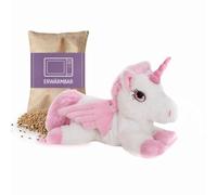 Habibi Plush Premium 1931 Pegasus con cuerno de purpurina y cojín de granos extraíbles, bolsa de calor para microondas y horno