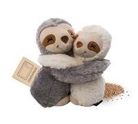 Habibi Plush Premium - 1960 Hugys Perezoso Mamá (Gris) + Niño (Crema), con cojín de grano extraíble - Cojín térmico para calentar en microondas o horno