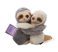 Habibi Plush Premium - 1960 Hugys Perezoso Mamá (Gris) + Niño (Crema), con cojín de grano extraíble - Cojín térmico para calentar en microondas o horno