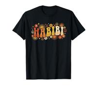 Habibi Retro 70s Typography Vintage Flower Hippie Arabic Camiseta