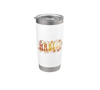 Habibi Retro 70s Typography Vintage Flower Hippie Arabic Vaso térmico de acero inoxidable de doble pared