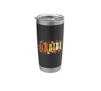 Habibi Retro 70s Typography Vintage Flower Hippie Arabic Vaso térmico de acero inoxidable de doble pared