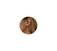 HABIKIP Pendientes chapados en oro de 14 quilates para mujer, delicados aretes de clip sin perforación, aretes de aro falsos de circonita cúbica sin perforación, conjuntos de joyería para mujer, Medio