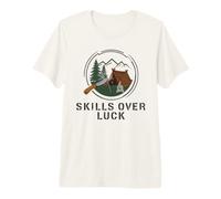 Habilidades sobre la Suerte Bushcraft Supervivencia Ferro Rod Camiseta Premium