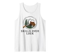 Habilidades sobre la Suerte Bushcraft Supervivencia Ferro Rod Camiseta sin Mangas