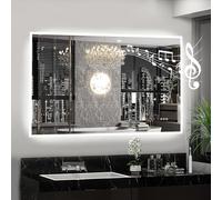 Habison Espejo de baño con luz, 100 x 70 cm Espejo de baño con iluminación y Bluetooth, antivaho, 3 temperaturas de Color, Regulable, función de Memoria, IP44 LED