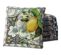 HABITA 33 HOME Cojines para Sillas de Cocina - Set de 6 (40x40x5 cm) - Diseño Acolchado con Lazos - Estampados Variados - Comodidad y Estilo - Fabricación Italiana (Limone Sorrento)