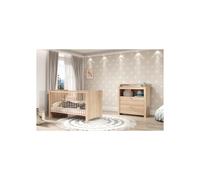 Habitación bebé Duo: Cuna 70 x 140 cm + Cajonera cambiador OLIVIA - Roble - TREND TEAM