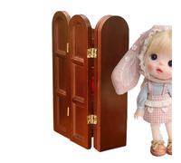 Habitación de casa de muñecas - Panel de madera de inspiración oriental tradicional con diseño plegable de bisagra, elemento divisor de doce escaleras fabricado con precisión para m