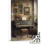 Habitación de Piano Vintage Rompecabezas Clásico 1000 Piezas para Adolescentes Y Adultos, Cartón Reciclado, Decoración Interior, Regalo Día De Caja, Reto Mental 38x26cm/1000pcs