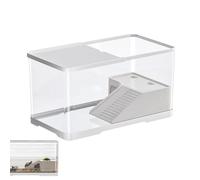 Hábitat acuático - piscina de tortugas con plataforma, acuario transparente | Contenedores de anfibios para ranas, cangrejos ermitaños, camarones, reptiles pequeños, plataforma solar, acuario de cría