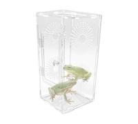 Hábitat de araña saltadora, hábitat pequeño para reptiles, rana mantis de 11.8 x 5.9 pulgadas, terrario de transparencia completa, diseño de alimentación segura para mascotas educativas, niños