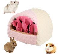 Hábitat de felpa cálida para conejillos de indias, casa de ratas para conejos pequeños, lavable, cama de hámster, accesorios de jaula de nido (rosa, XL)