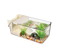 Hábitat de Reptiles acuáticos: Tanque de terrario Transparente con Plataforma de Muelle Seca para Tortugas, trasteros, Ranas, salamandras, ermitizado, Recipiente de Animales pequeños