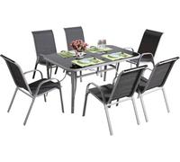 Habitat et Jardin Conjunto De Jardín Mesa + 6 sillas de Textileno Córdoba - Gris Oscuro