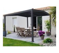 Habitat et jardin Pérgola bioclimática con techo a 2 vertientes "Victoria" en aluminio y metal - 3,5 x 4 m - Gris