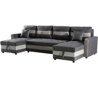 Habitat et Jardin Sofá Convertible panorámico Antoine con Compartimentos portaobjetos - 5 plazas - Gris Oscuro/Gris Claro