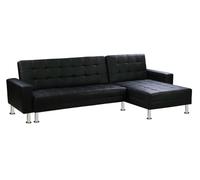 Habitat et Jardin Sofá esquinero Convertible y Reversible Theo - 4 plazas - Negro