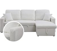 Habitat et jardin Sofá rinconera convertible/reversible con box "Alain"- 3 plazas - Bouclettes - Blanco