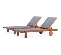 Habitat et jardin Tumbona en madera exótica "Saïgon" - Maple - Gris - Lote de 2