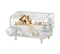 Habitat Hamster Enano - Jaula Acrílica Clara Doble Nivel Observación, Vivienda Gerbo Seguro Ventilado Diseño Moderno | Hogar Animales para Ganadería Interior Exterior Jardín