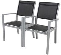 Habitat & Jardin Juego de 2 sillas para jardín textileno negro