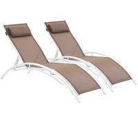 Habitat & Jardin Juego de 2 tumbonas marrón 181 x 58 x 93 cm