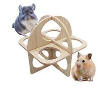 Hábitat para Animales pequeños - Refugio de Madera Natural, cabaña Oculta para hámster, Juguete de Actividad para jerbilla, círculo de Fitness, de Descanso, Accesorios de decoración para Jaula de