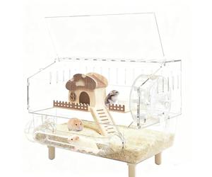Hábitat para animales pequeños: tecnología completa de jaulas de hámster premium, construcción de ruedas de ejercicio con cuencos para alimentos, solución para entornos espaciosos para tanques |